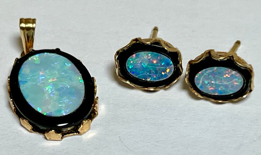 Opal Earrings and Pendant Set