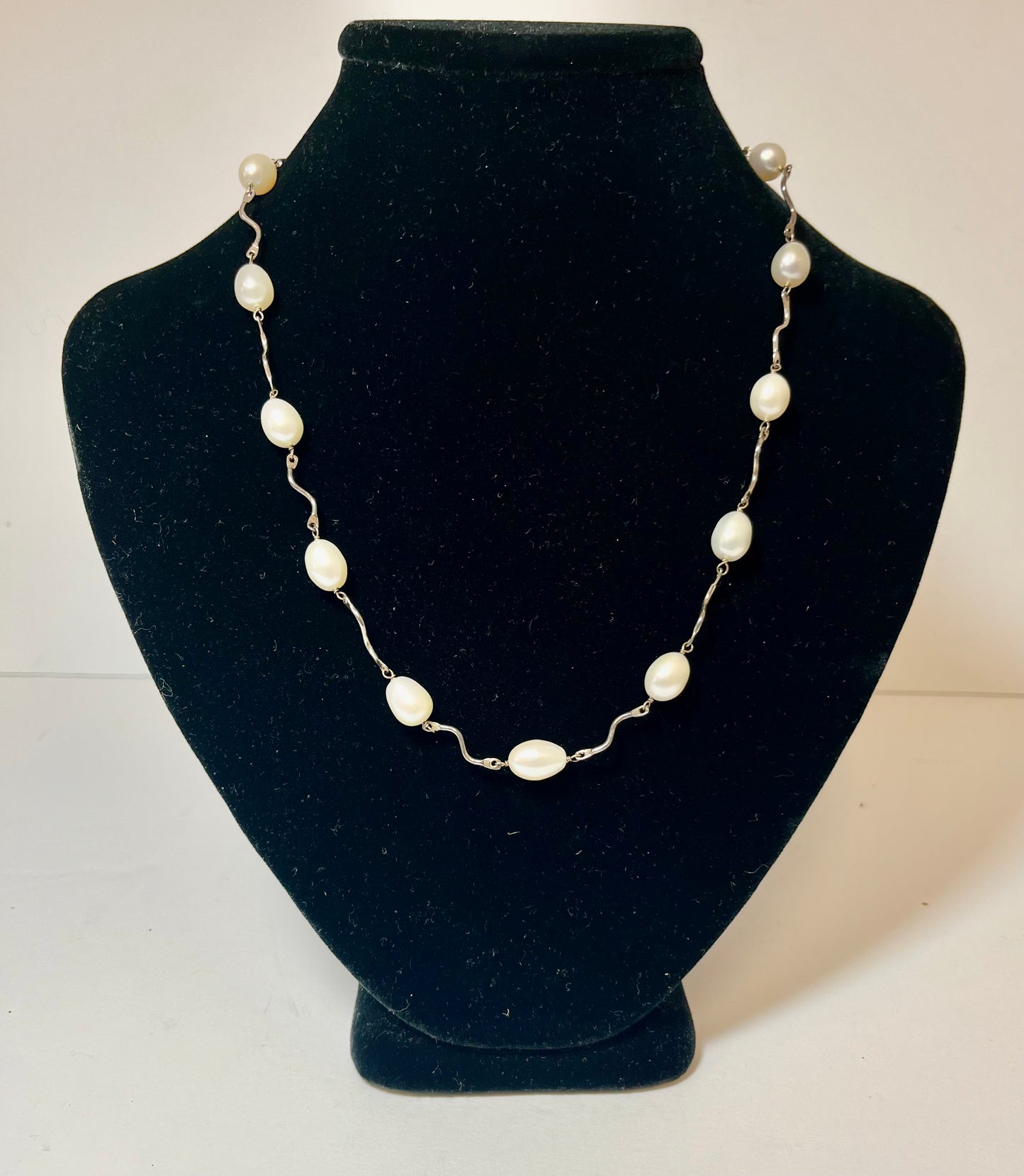 Sterling Silver and Pearl Necklace & Pearl Earrings