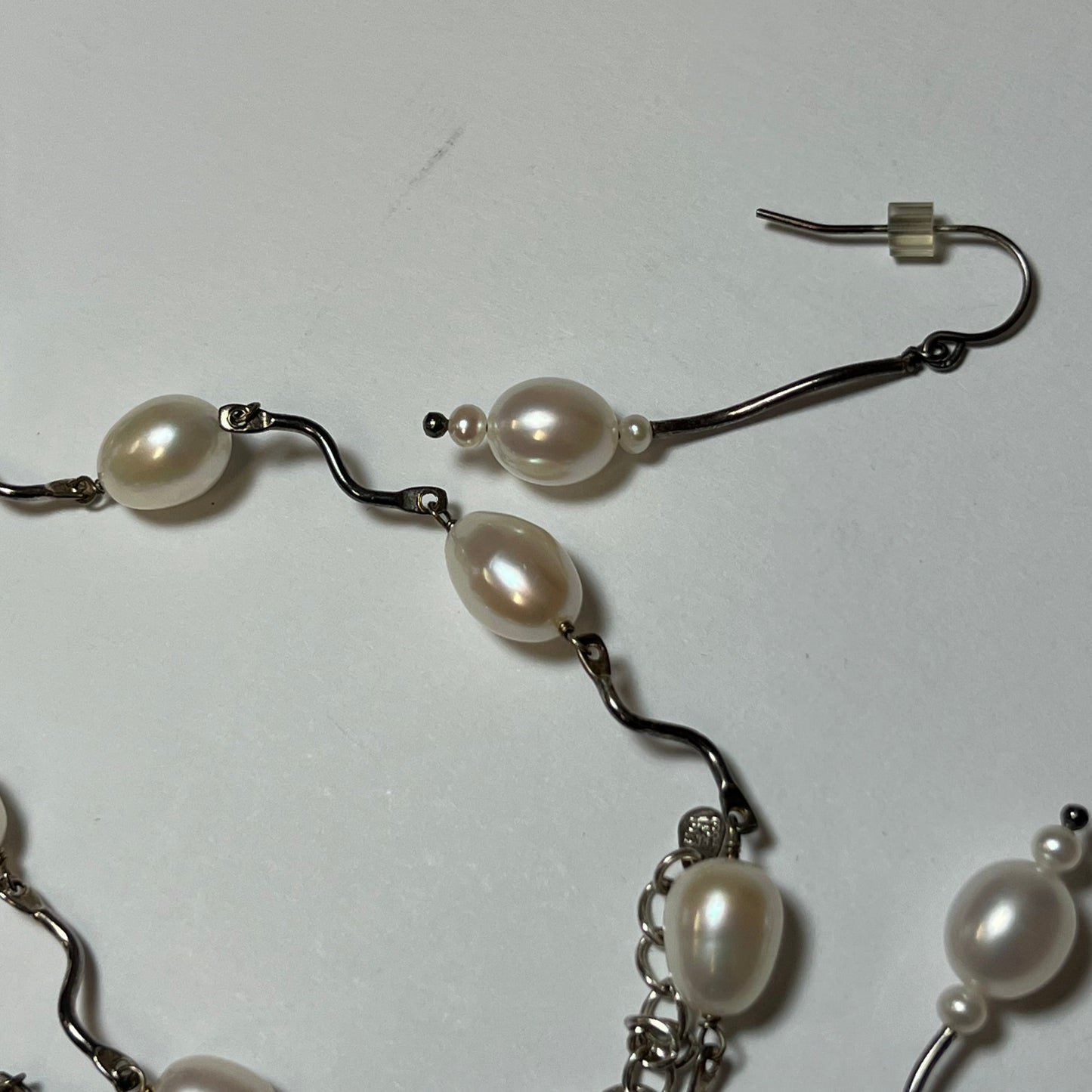 Sterling Silver and Pearl Necklace & Pearl Earrings