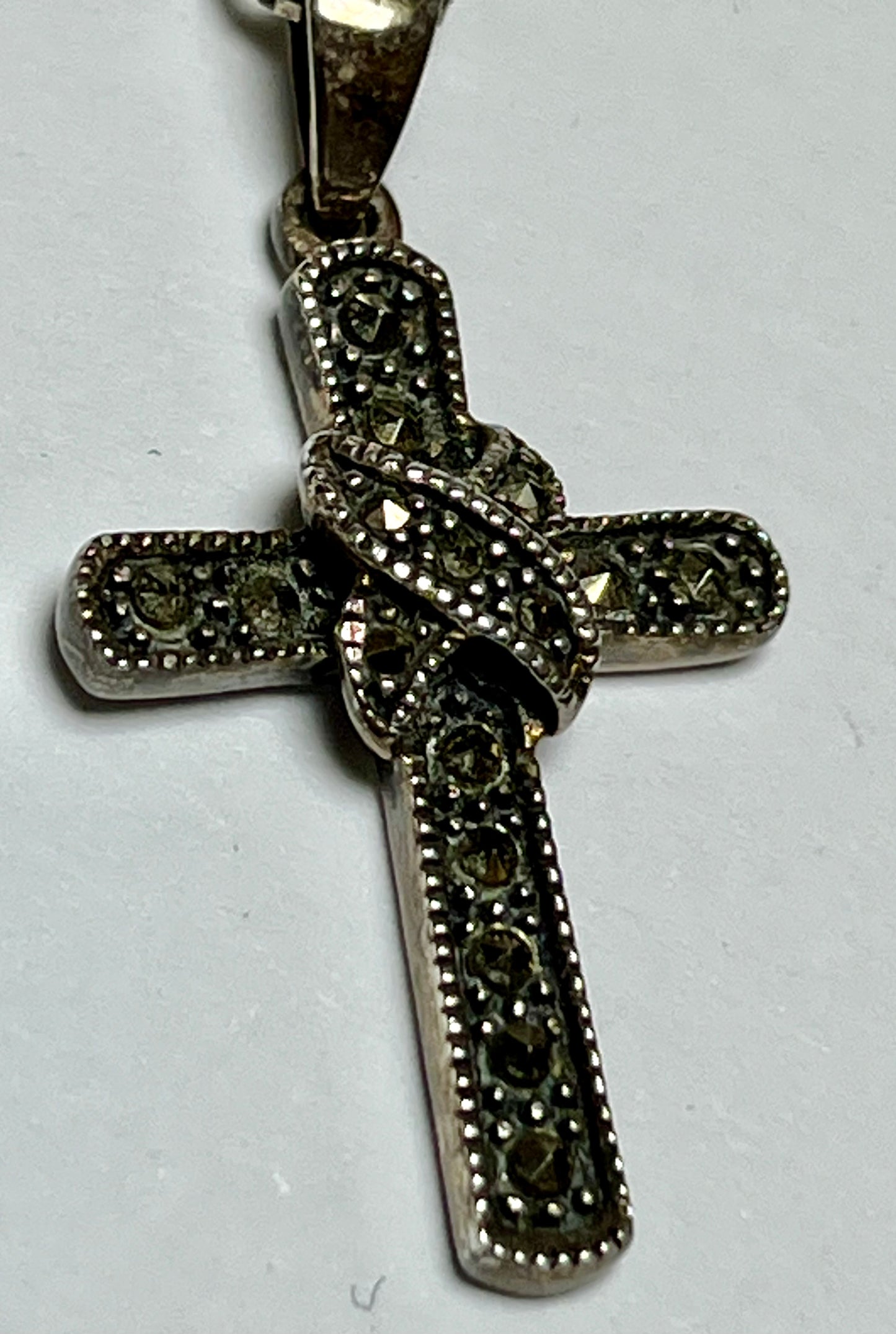 Sterling Silver & Marcasite Cross Necklace