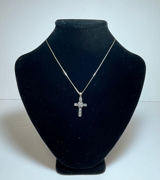 Sterling Silver & Marcasite Cross Necklace