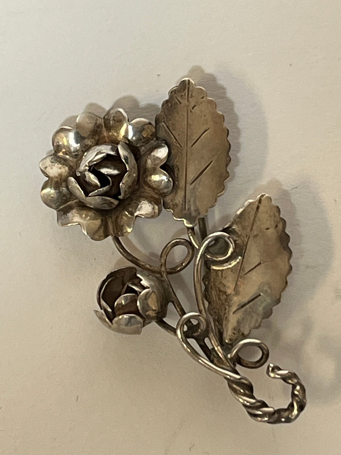 Vintage Sterling Silver Floral Pin