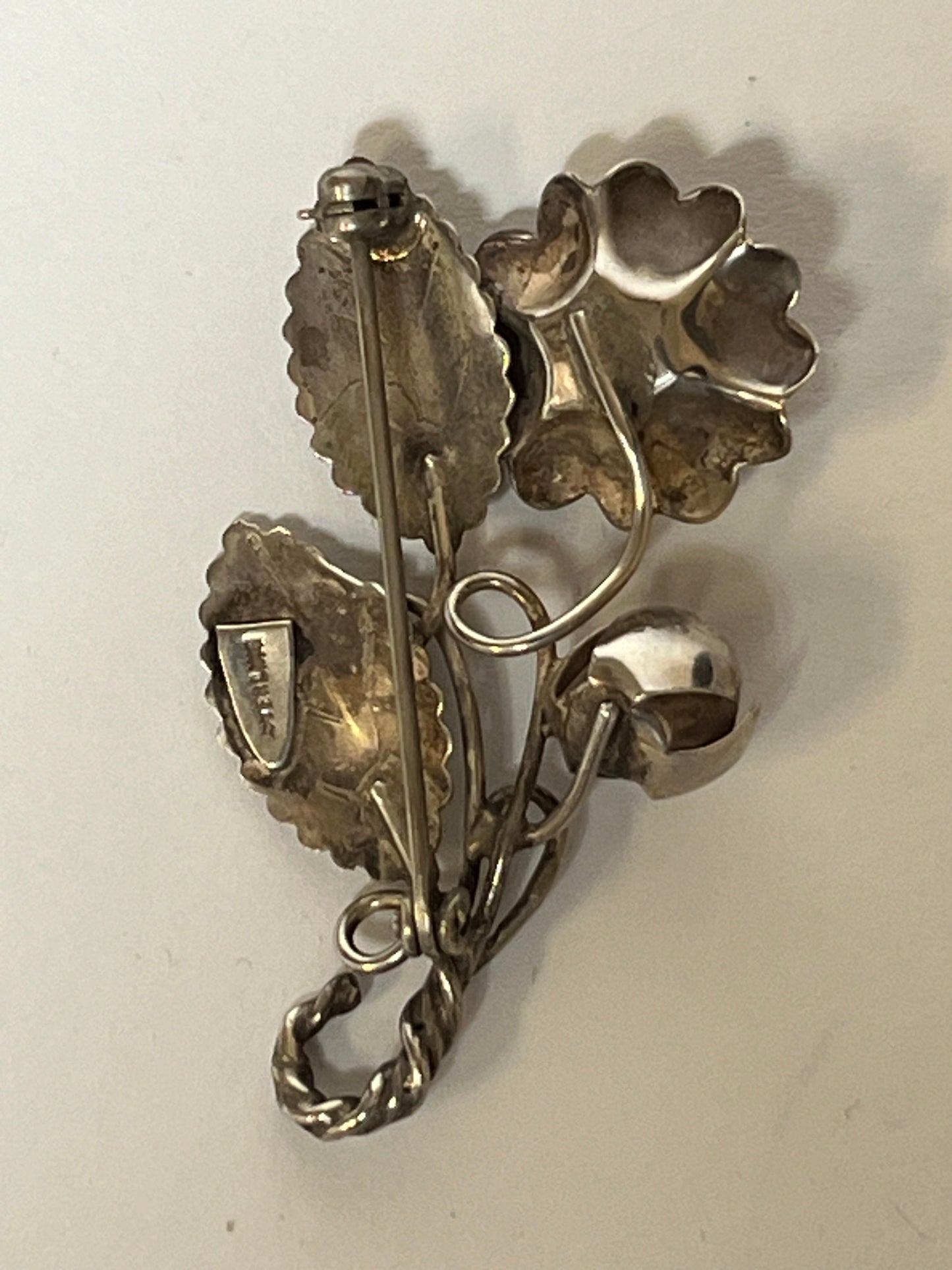 Vintage Sterling Silver Floral Pin